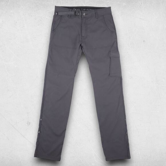 PrAna Stretch Zion Straight Cargo Pants Men 30x32 Dark Gray Outdoor Technical - Picture 1 of 11